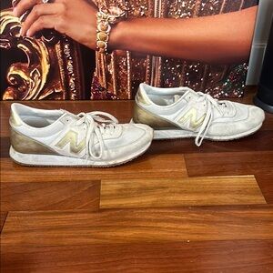 New Balance Gold and White Sneakers, 9